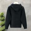 Men's Casual Solid-color Cutouted Hooded Cardigan Knitted Sweater Coat