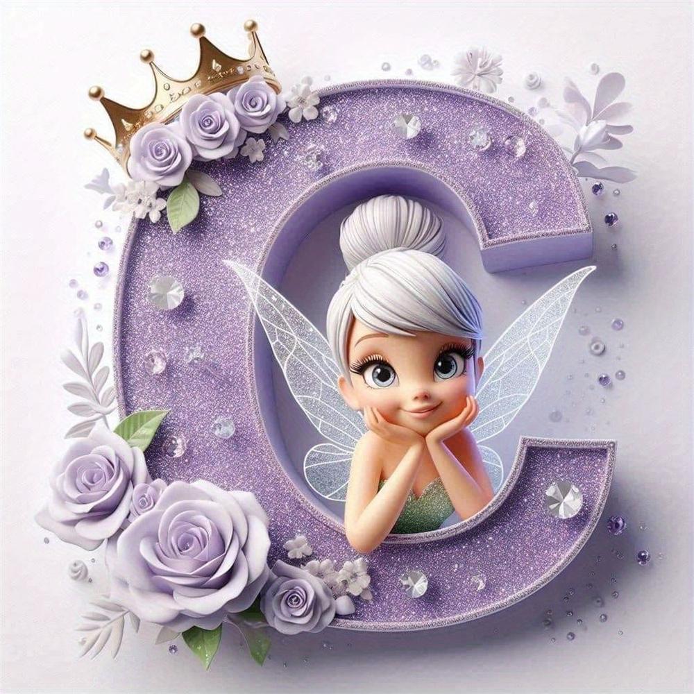 Disney Kreskówkowa Malowanie Diamentami Dzwoneczek Księżniczka 26 Liter Obrazki z Dżetów Mozaika Diamentowa Motyl Zestawy Rękodzieła Sztuka Ścienna