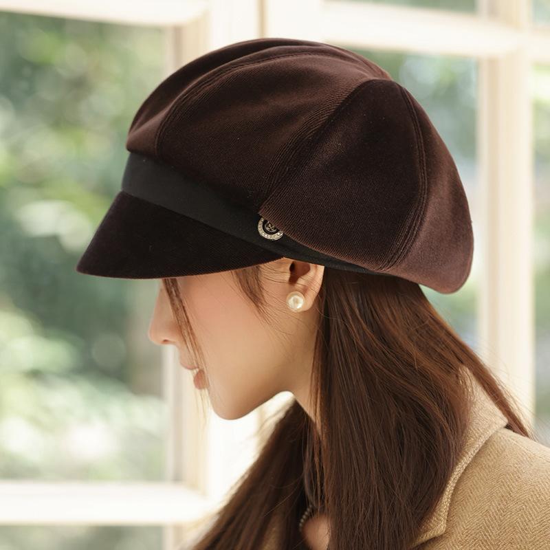 

Autumn and Winter Retro Warm Beret Korean Windproof Casual Hat Women British Style Octagonal Hat Versatile Painter Hat New average size