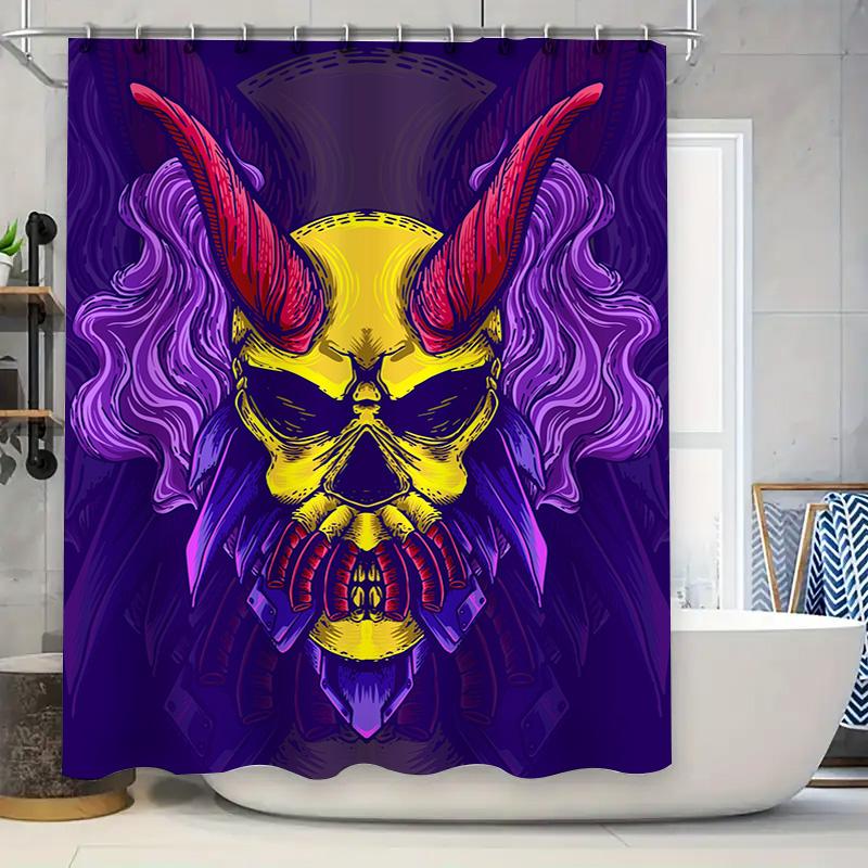 Tuniu Skull Demon Shower Curtain Cool Japanese Yokai Art Scary Bathroom Decor Gift