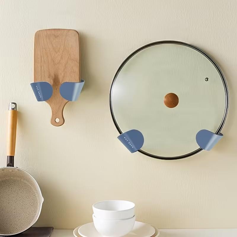 1 Pair of No-Drilling Plastic Jar Lid Storage Racks Wall-mounted Storage Rack for Organizing Jar Lids and Utensils Space-saving