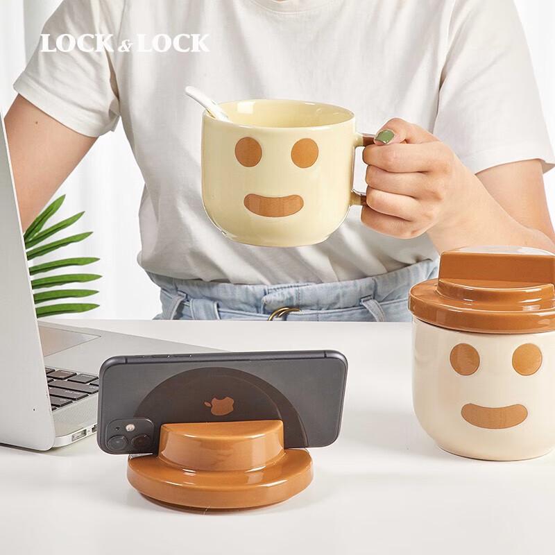Lock&Lock Snowman Phone Stand Ceramic Mug