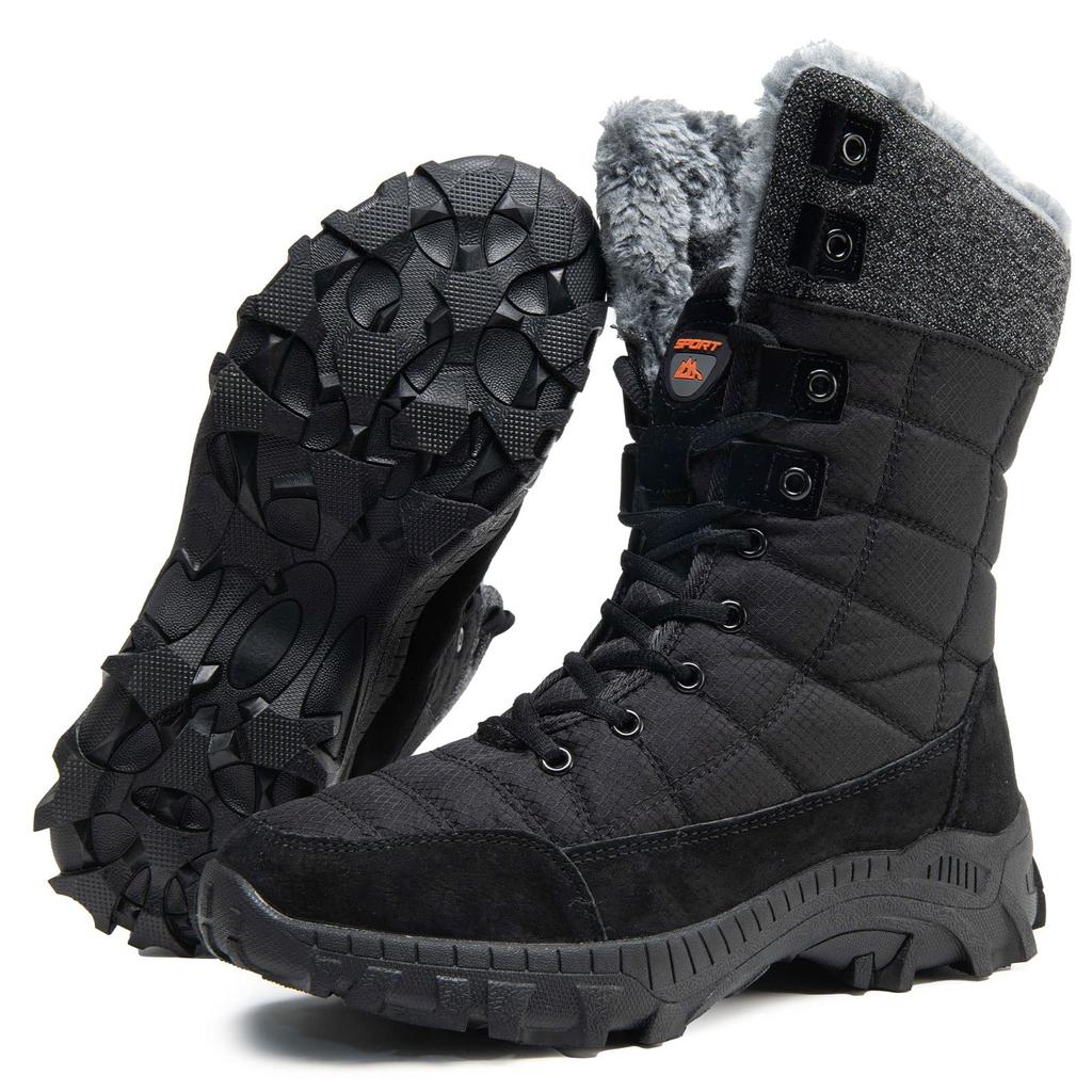 TIDELION and Winter Size Men's Women's Waterproof, Cold-Resistant, Non-Slip Boots, Lightweight, Black, 26.5cm