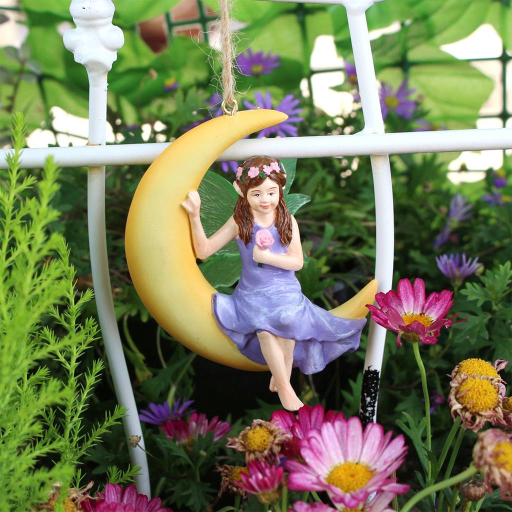 Artistic Garden Sculpture Ornaments Fairy Figurine Simulation Statue for Desktop and Outdoor Swing Decoration