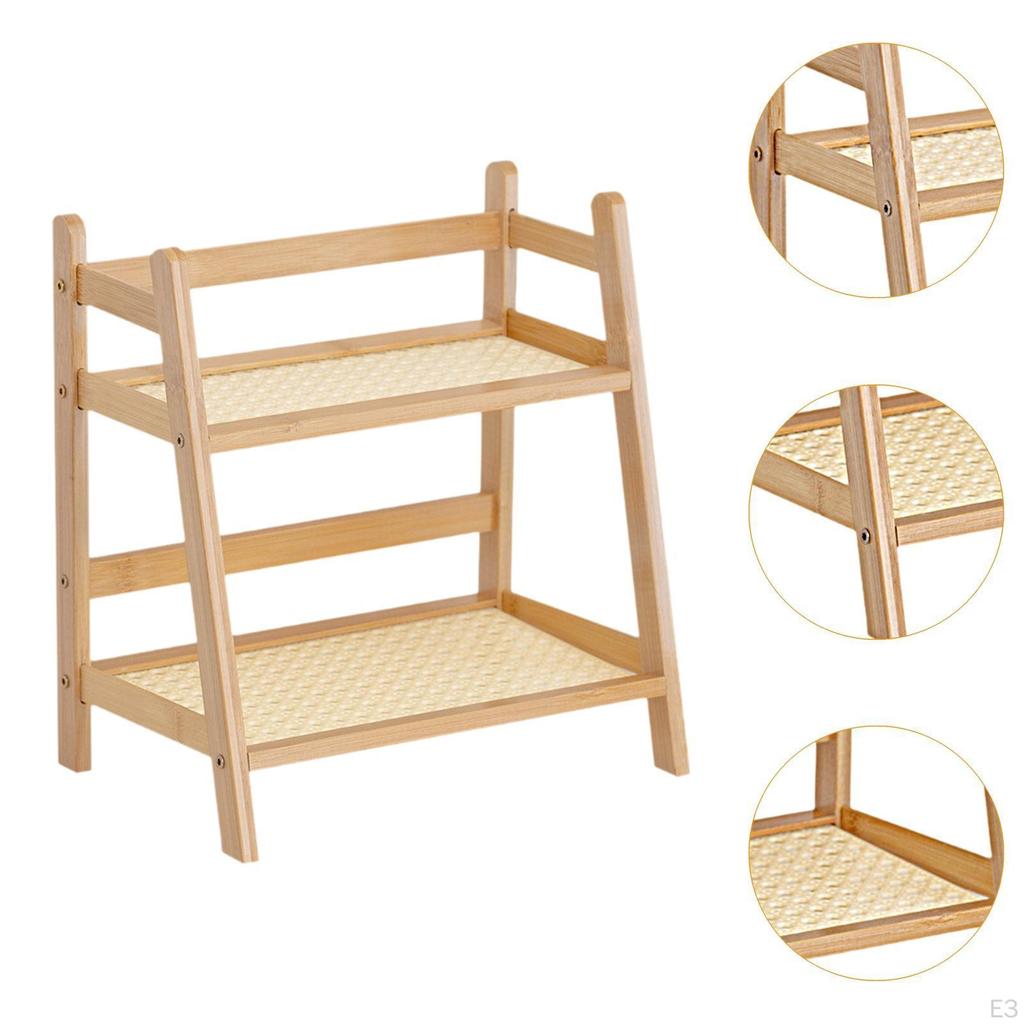 2 Layer Bamboo Organizer for Cups And Skincare on Countertop