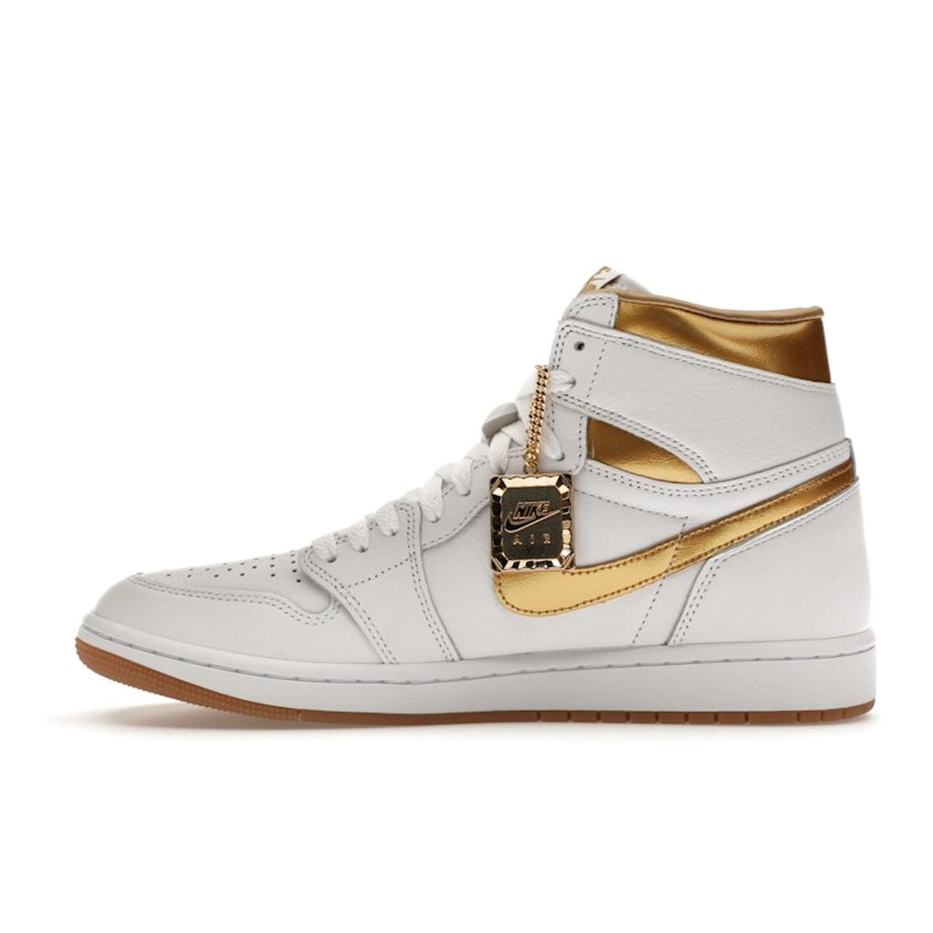 Air Jordan 1 Retro High OG Metallic Gold Women Sneakers White Gum-Light-Brown FD2596-107