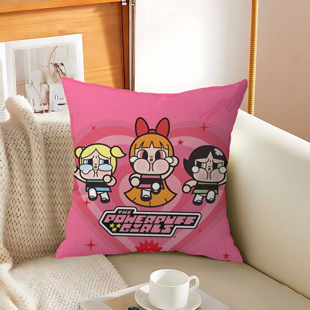 Cute Powerpuffs-Girls Classic Anime Cushion Cover Inches Farmhouse Decor Home Throw Pillow Covers For Couch Decorations
