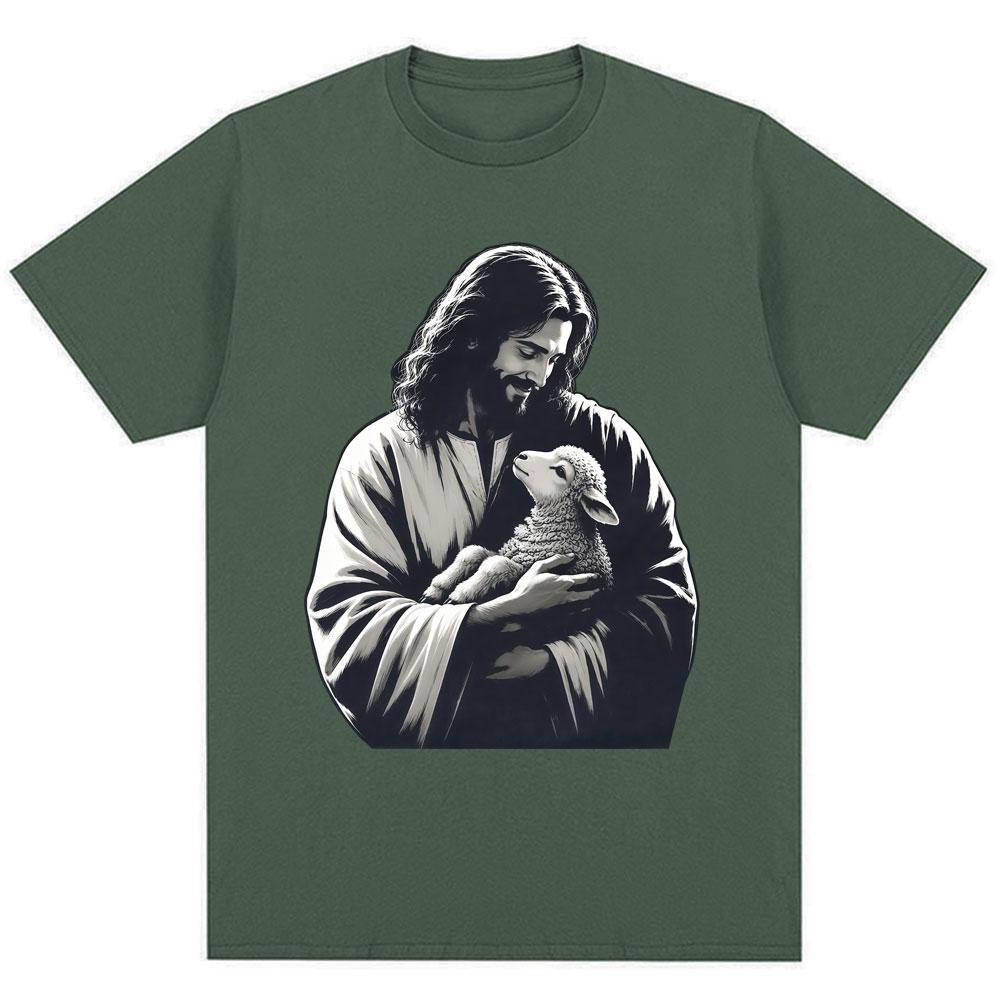 Jesus Love You I Am Found Christian Tshirt Unisex Unisex Bible Verse Jesus Holding Lamb T Shirt Oversized Cotton Casual T Shirts