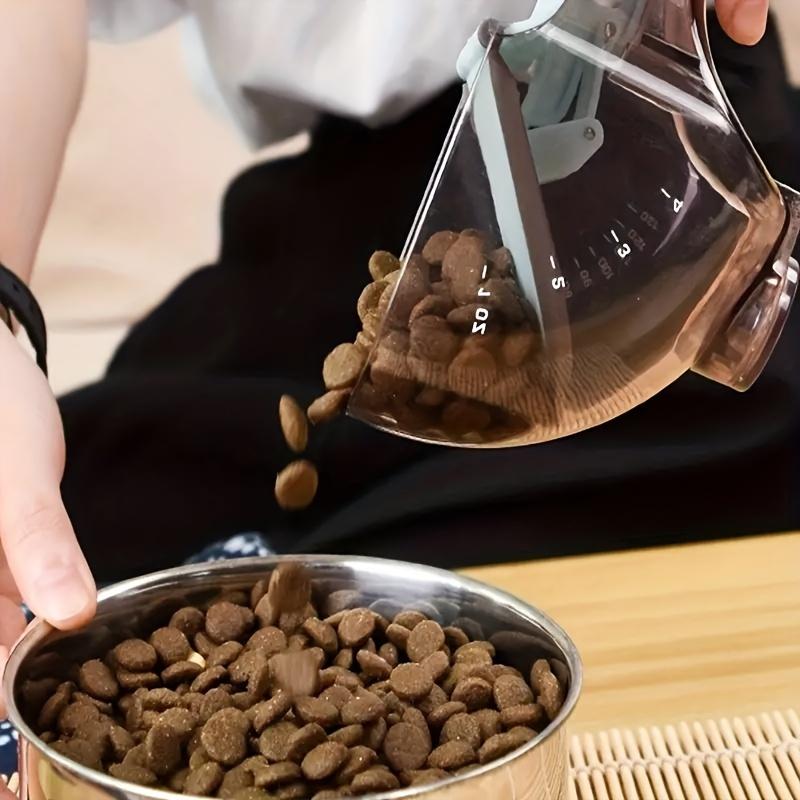 1pc Adjustable Dog Food Scoop Pet Feeder Bowl with Scale Design Measuring Spoon Dog and Cat Feeding and Watering Supplies