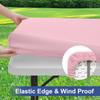 Fitted Tablecloth Rectangle Tablecloths, Elastic Stretch Folding Table Top Cover Reusable for Outdoor Picnic Camping Party Event