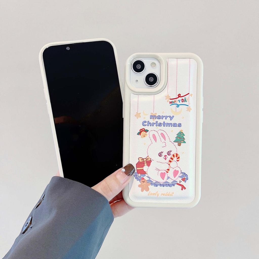 Rabbit Christmas Day Gift Cartoon Happy Cute Bunny Phone Case For Iphone 11 12 13 Promax 14 Pro Max Plus Xsmax Xr X Back Cover