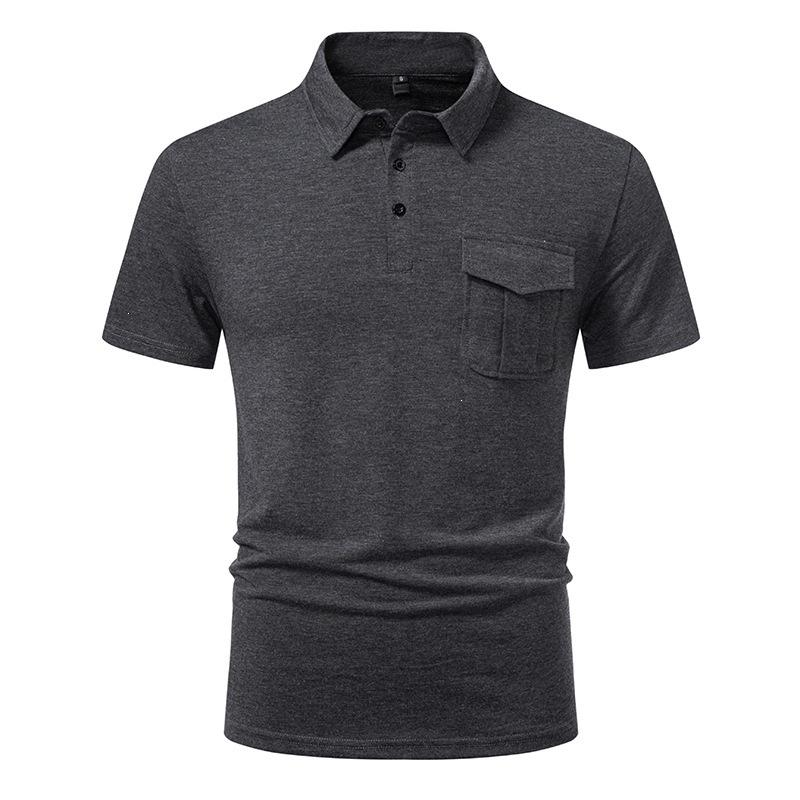 2026 New Summer Men's Solid Color Lapel Short-sleeved T-shirt Men's Casual Loose Short-sleeved T-shirt