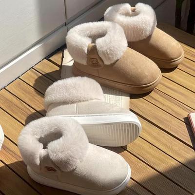 Winter Round Toe Flat Bottom Non-slip Heightening Fashionable Snow Boots Plus Velvet Warm Comfortable Casual Women's Fur Boots