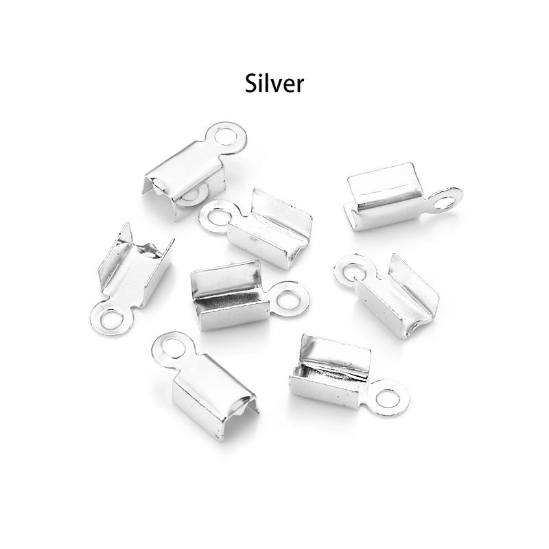 200 Stück/Los Quetschperlen Abdeckkappen Schnur-Endkappen Kordelband Lederclip Faltverschluss Für Schmuckherstellung DIY Halsketten-Verbinder