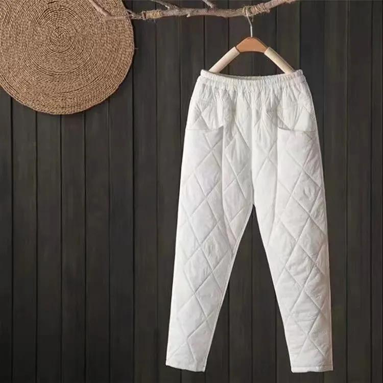 

Женские однотонные зимние теплые плотные эластичные брюки с высокой талией, одежда для снега, широкие брюки Mujer XS белый