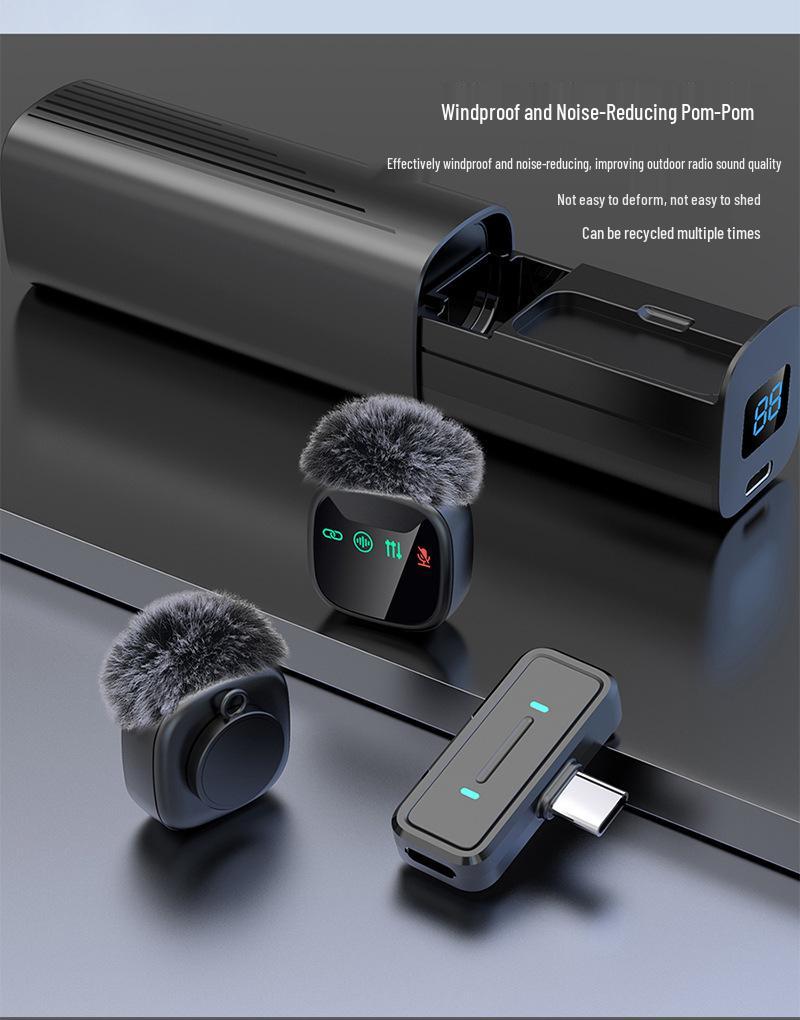 Magnetic Wireless Lapel Mic with Pull-out Charging Case, Noise Reduction, Bluetooth Connectivity for Live Streaming & Recording.