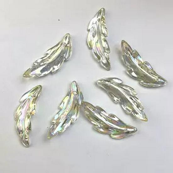 Acrylic AB Iridescent Feather Hairpin Headdress, 40x14mm, Ancient Style Handmade Leaf Accessory 40x14mm