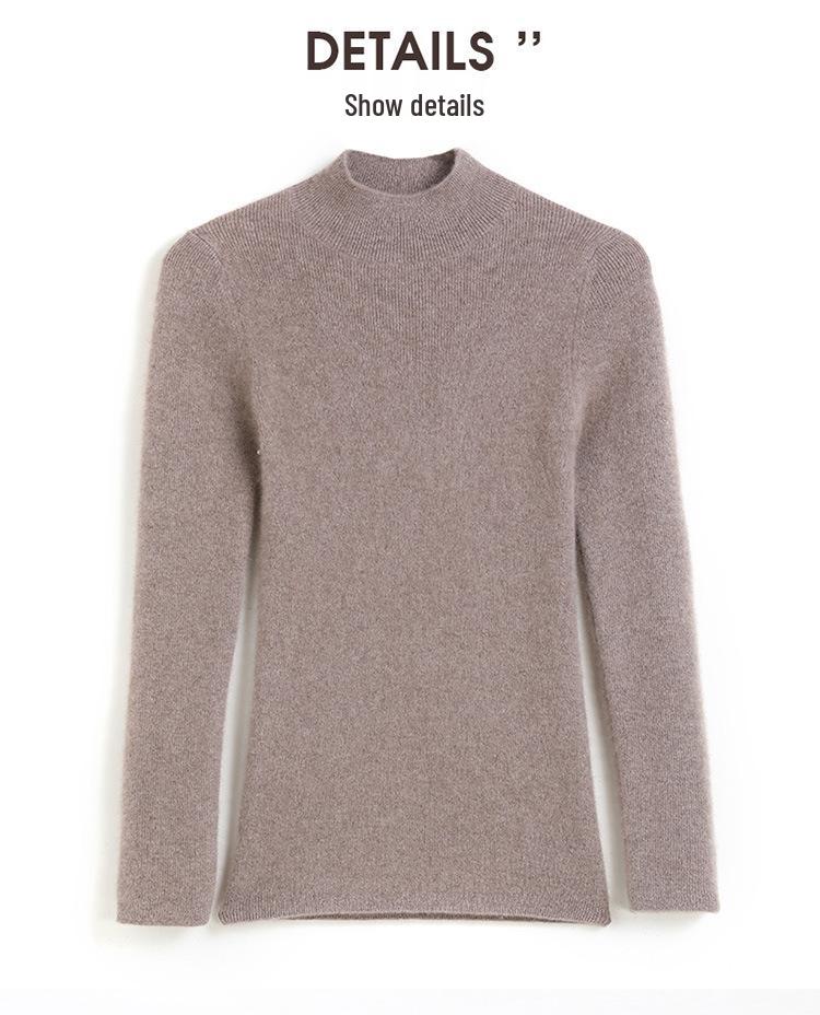 Women's Striped Slim-Fit Cashmere Sweater - High-Neck, Long Sleeve, Autumn/Winter Knitwear