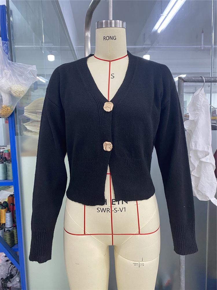 Elegant Solid Color Long Sleeve Button Knit Cardigan - Autumn 2025 Women's Fashion