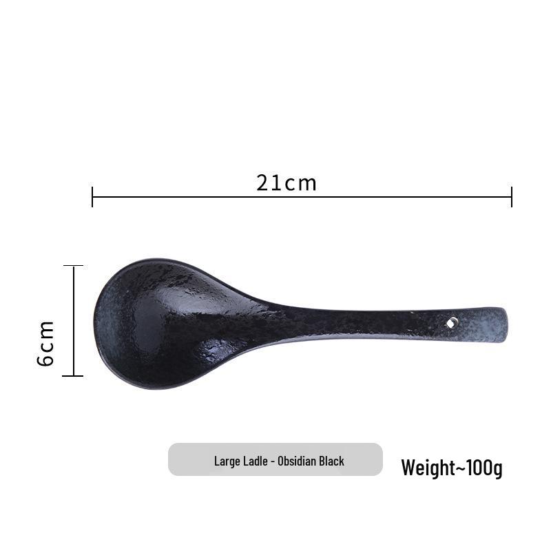 Japanese Ceramic Long-Handle Soup Spoon for Porridge & Hot Pot