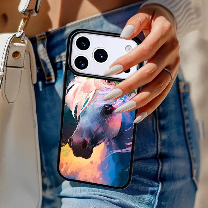 Abstract Horse Phone Case For iPhone 17 Air 14 15 13 12 Max Cover For Apple 14 15 16 16e 11 Pro Max Plus Coque