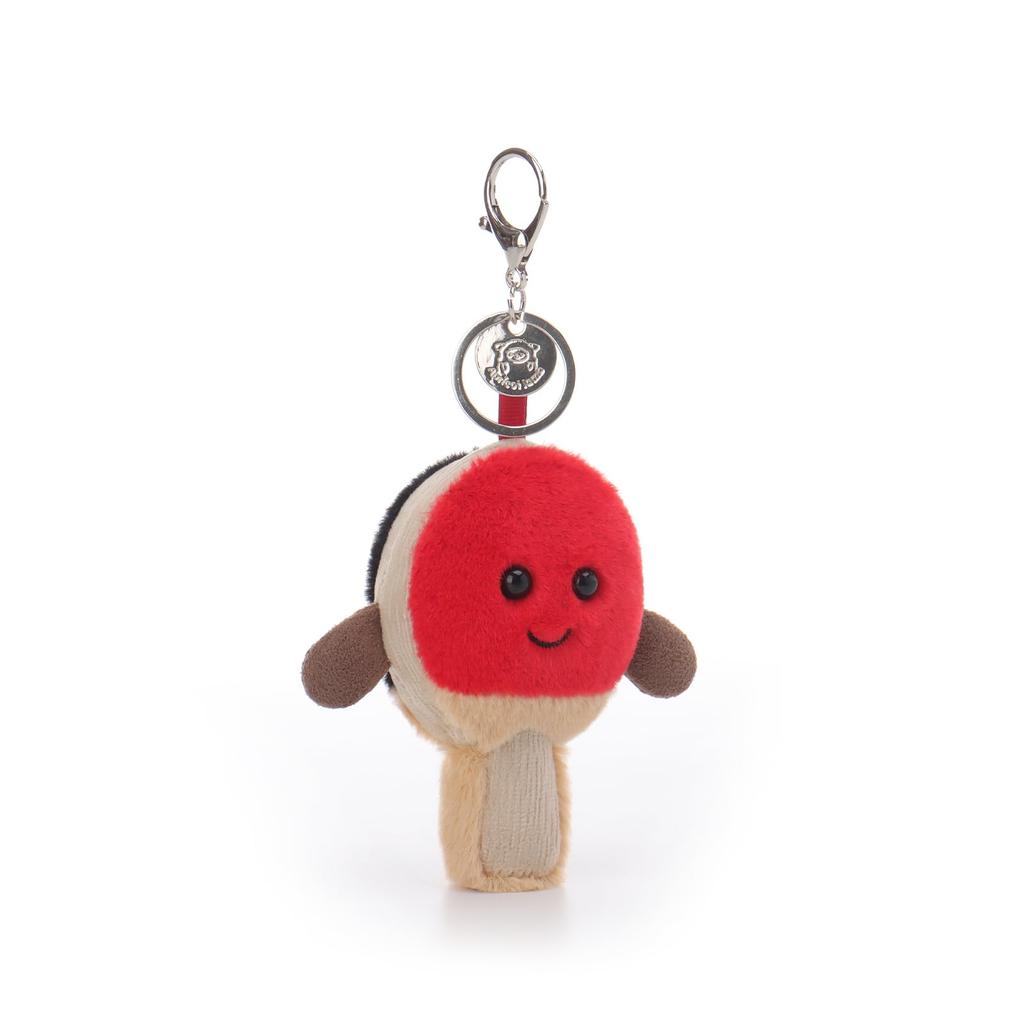 Apricot Lamb Table Tennis Racket Cute Soft Keychain Plush Toy, Perfect for Boys and Girls, Fits Kids' Backpacks and Purses, 10cm