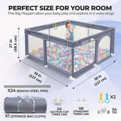 Sicheres und Rutschfestes Design des Baby-Spielzauns mit weicher Maschenwand, stabiler und sicherer Spielzaun, geeignet für Kleinkinder