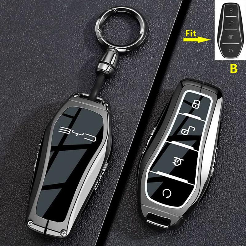 For BYD Dolphin Tang EV600 Han EV Yuan ATTO 3 Song PLUS Pro DMI Qin Zinc Alloy Car Key Case Remote Cover Keychain Accessories