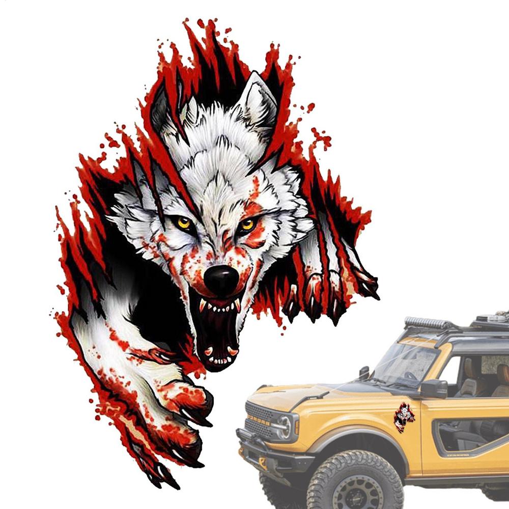 Wolf Head Sticker Fun Wolf Window Decals Waterproof Car Body PVC Labels Decor Car Accessories Exterior Decorations For Truck