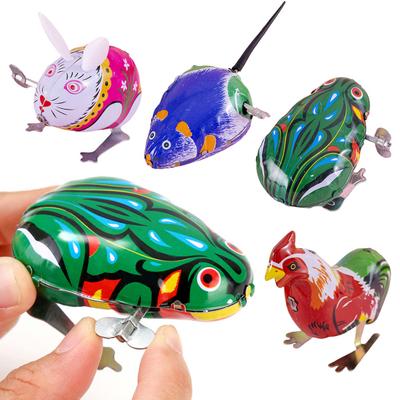 1/4 Stück Aufzieh-Tierspielzeug, nostalgischer Vintage-Stil, für Kinder und Erwachsene, Uhrwerk, Feder, Metall, springender Frosch, Hahn, Ratte, Kaninchen, Spielzeug, Party-Geschenke