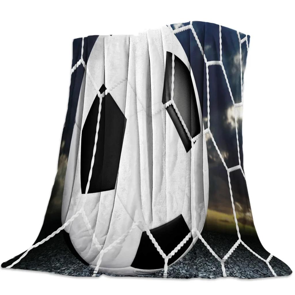 Soccer Ball Sport Football Print Blankets Coverlet Throw Cover Fleece Comfort Warm Flannel Blanket for Indoor Couch Home Decor