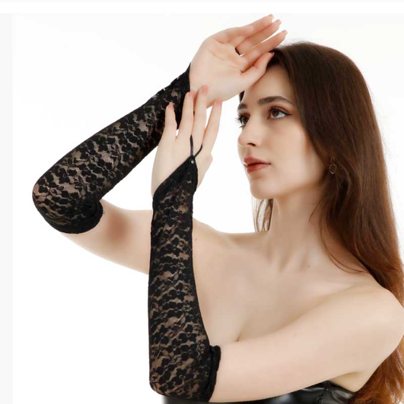 Gloves Women Elegant Long Lace Gloves Sexy Hook Finger Gloves Stage Performance Dressing Sleeve Bridal Wedding Dress Accessories