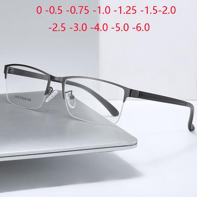 Halbrand Steampunk Kurzsichtigkeit Korrektionsbrille Damen Herren Blaulichtfilter Computer Myopie Brillen 0 -0.5 -0.75 Bis -6