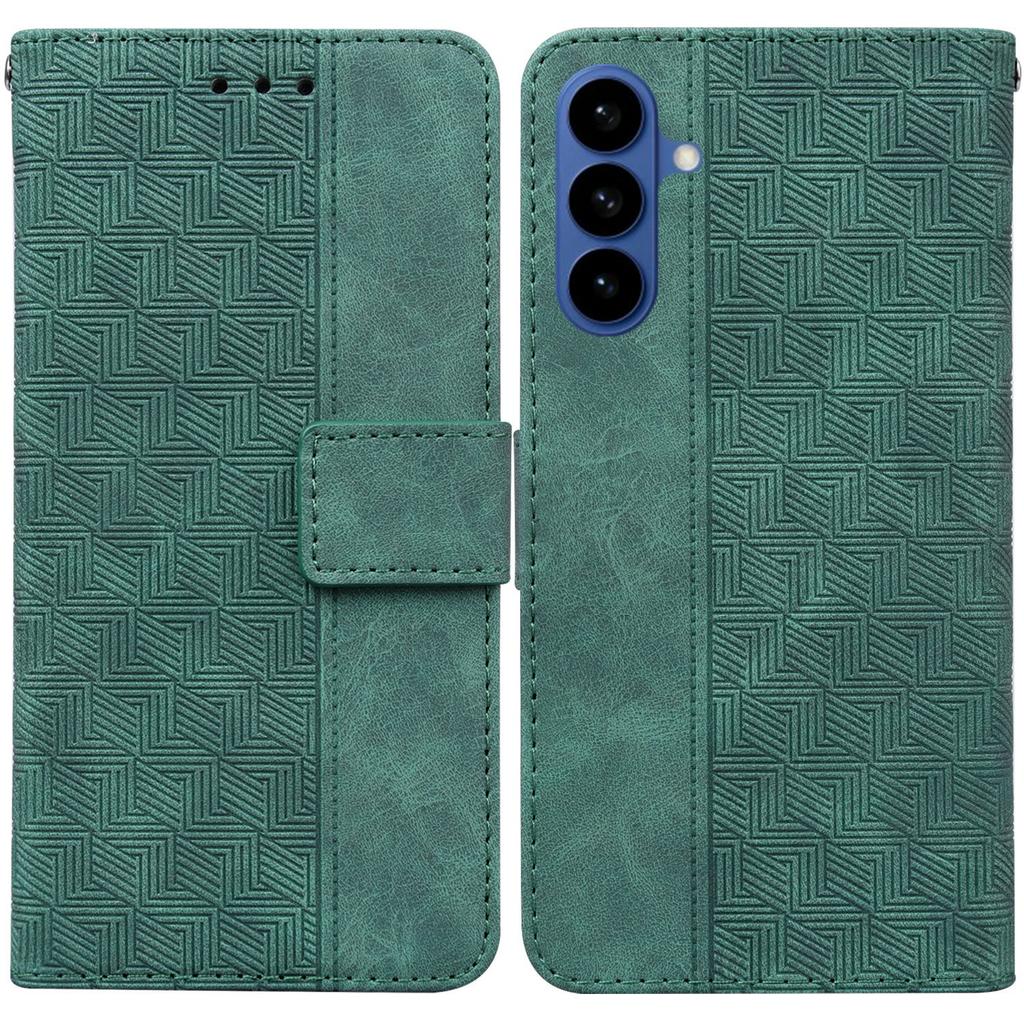 For Samsung Galaxy A57 5G Case Geometry Pattern Leather Wallet Phone Cover with Wrist Strap