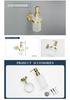 Luxury Brushed Gold Bathroom Accessory Set: Towel Rack, Bar, Paper Holder, Hook, Soap Dispenser.