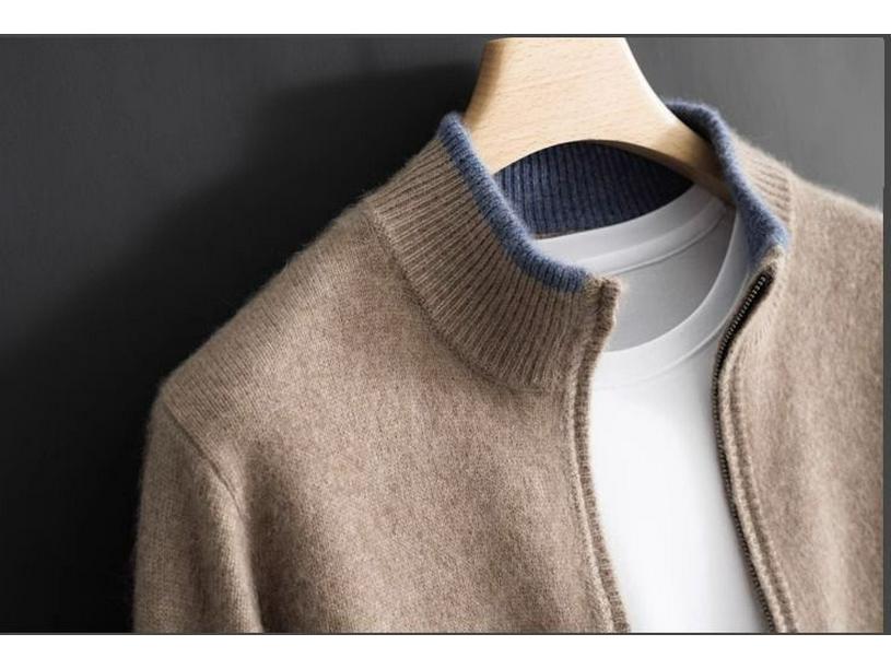 2025 Herren Herbst/Winter Halbhoher Kragen Reißverschluss Strickjacke - Modische Business-Strickware mit Kragenetikett