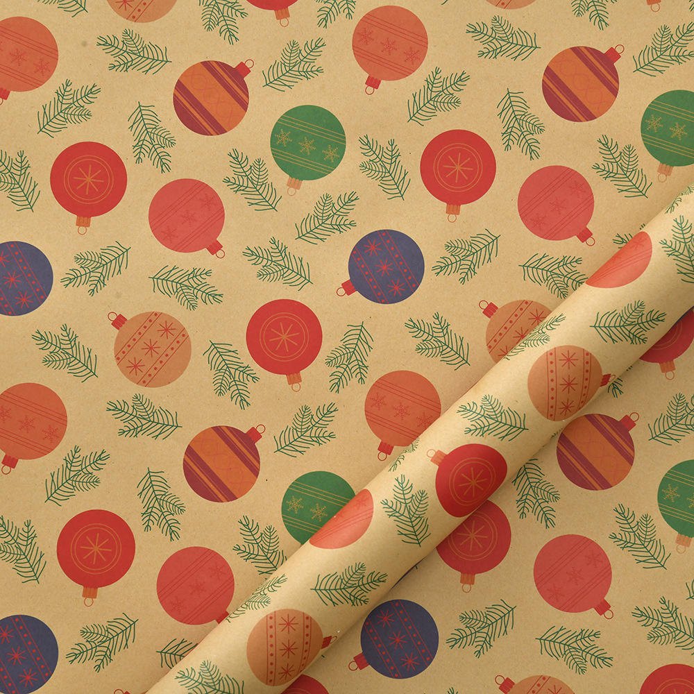 50x70cm 1 Roll Christmas Gift Wrapping Paper with Snowflake, Santa Claus, Reindeer Printed for Christmas, New Year Celebration