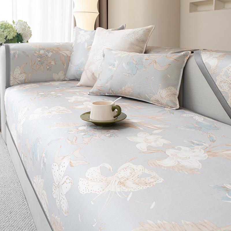 funda sofá  Light luxury Wave Slipcover Funda Home Non-slip Ice Silk Sofa Cushion Couch Sofa Cover