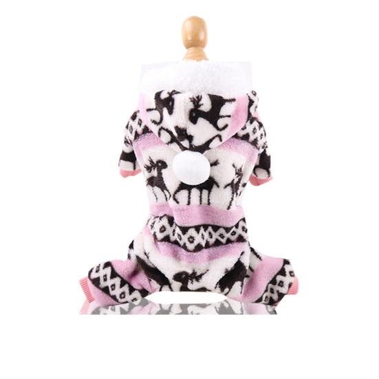 Autumn Winter Elk Pattern Four-legged Hooded Christmas Pet Clothes Dog Supplies