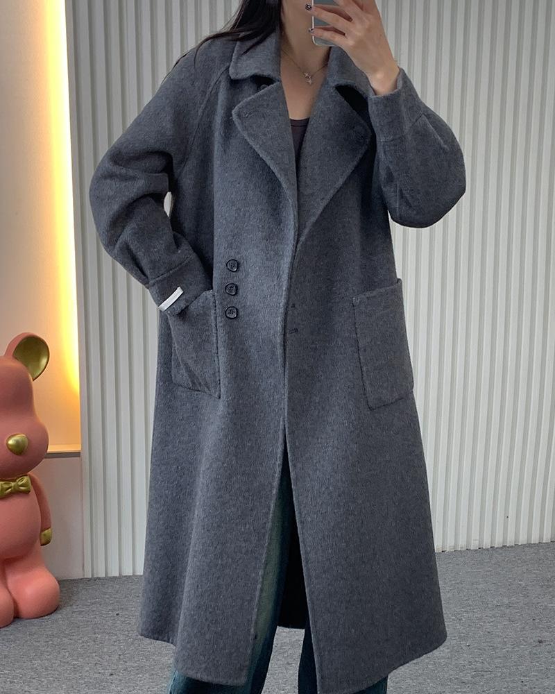 New loose double-sided cashmere coat elegant and lazy woolen coat long cashmere coat