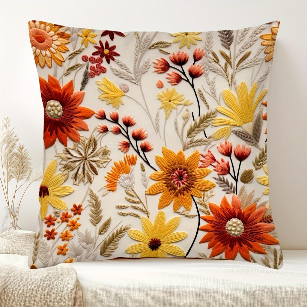 

2 шт. Простая цветочная подушка, квадратная наволочка для дивана, гостиной, прикроватная подушка, съемная, 45X45, без наволочки 45X45cm 2PCS синий