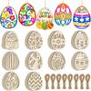 1 Set DIY Ostereier Holzscheiben Oster Hängeanhänger Unfertige Holzhandwerke für Glückliche Osterparty Kinder Graffiti Ei