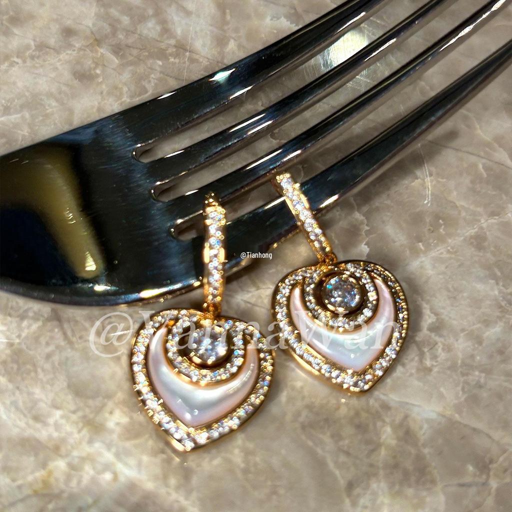 Moonlit Heart: Diamond-Studded Heart-Shaped Ear Cuffs for Women