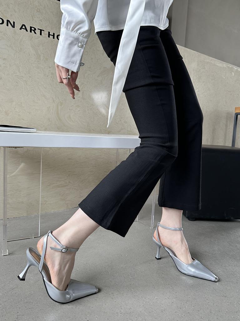 Fashion Pointed Toe Women Sandals Black Silver White Summer Dress Shoes Thin High Heels Ankle Strap Party Pumps Wedding Sexy Pumps 35-39