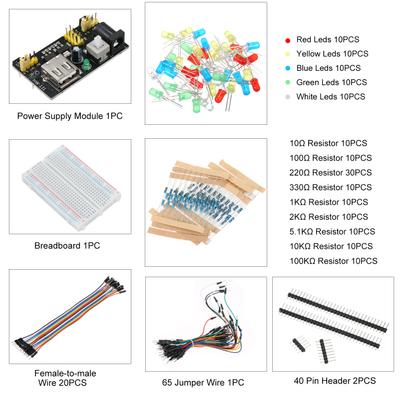 Balíček elektronické zábavné sady s kabelem Breadboard výměna LED diod kondenzátoru a potenciometru