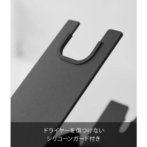 Yamazaki Tower Hair Dryer & Hair Iron Stand with Storage, Black, W8.5 x D22.3 x H17.1cm, Hands-Free, Model 1335