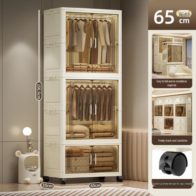 Multi-Layer Foldable Storage Cabinet: Plastic Wardrobe, Shelving Unit, Toy Organizer, Clothes Box