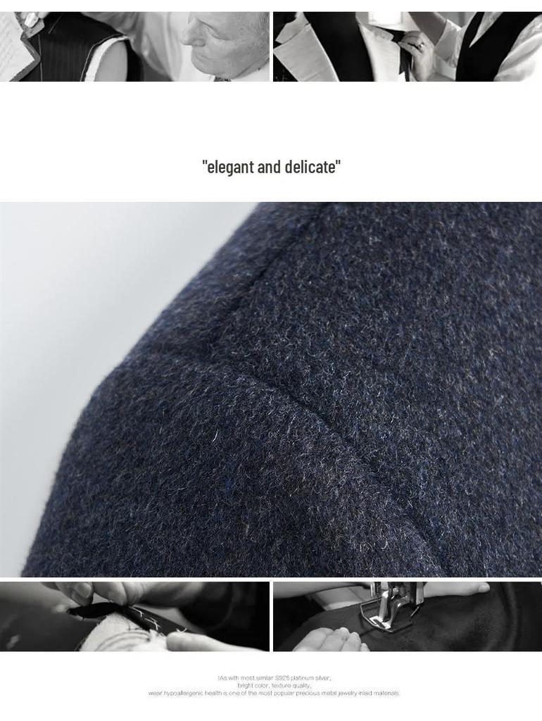 Men's Double-Faced Cashmere Overcoat with Detachable Down Lining - Business Casual Mid-Length for Middle-Aged Dads