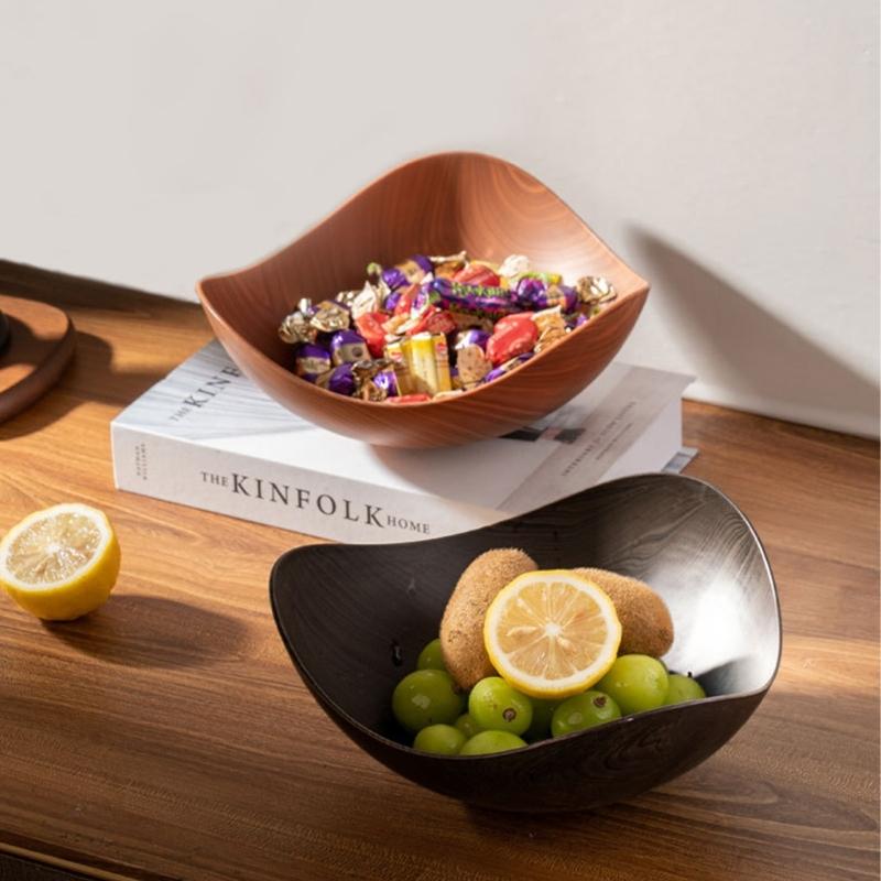 Portable Modern Wooden Look Serving Bowl Ideal For Displaying Fruits And Appetizers During Family Gatherings