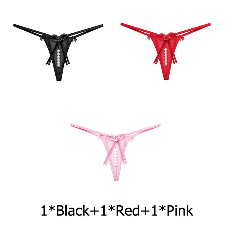 Sexy Bow Beading Lingerie Female Underwear Women's Panties Solid Low Waist G-string Thongs Ladies